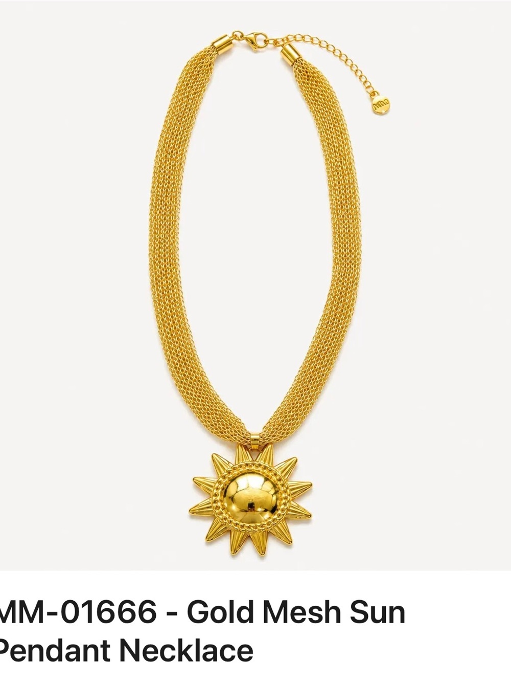 Mayamar Gold Mesh Sun Pendant Necklace